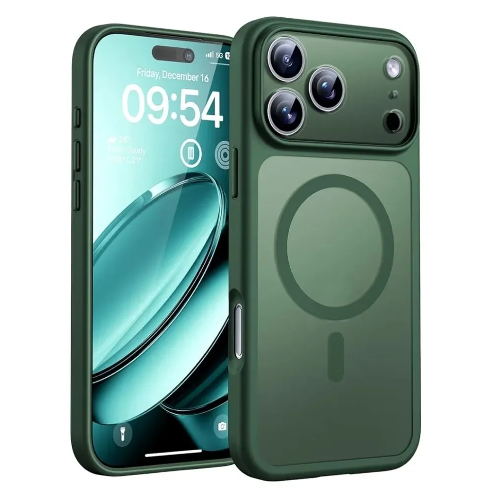 iPhone 17 Pro Green Magnetic Protective Phone Case With Screen Protectors